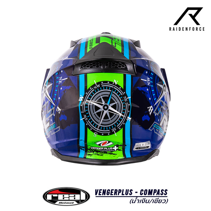 หมวกกันน็อค Real Helmet Vengerplus-Compass น้ำเงิน/เขียว