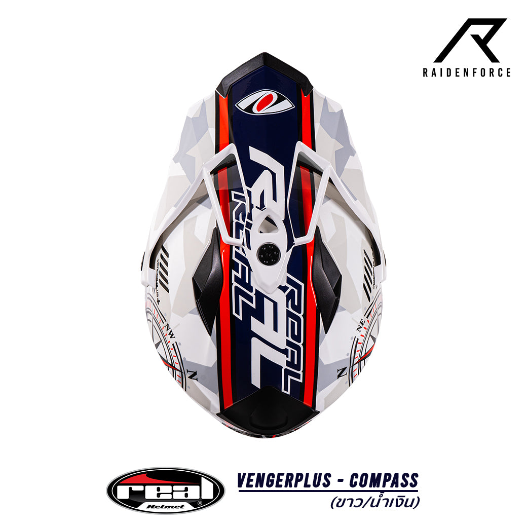 หมวกกันน็อค Real Helmet Vengerplus-Compass ขาว/น้ำเงิน