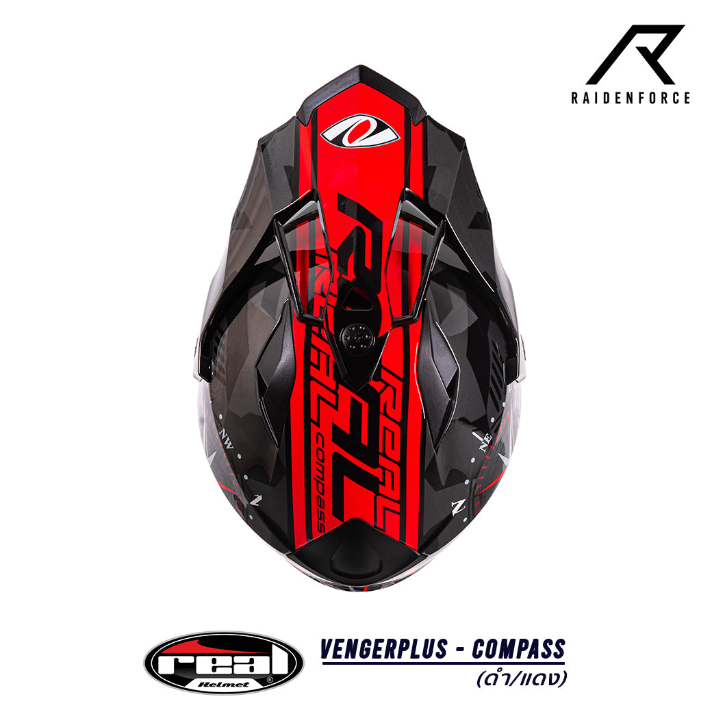 หมวกกันน็อค Real Helmet Vengerplus-Compass ดำ/แดง