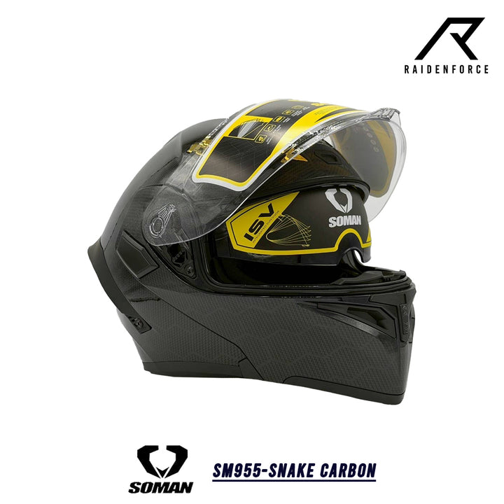 หมวกกันน็อคยกคาง SOMAN - SM955 Snake คาร์บอนไฟเบอร์