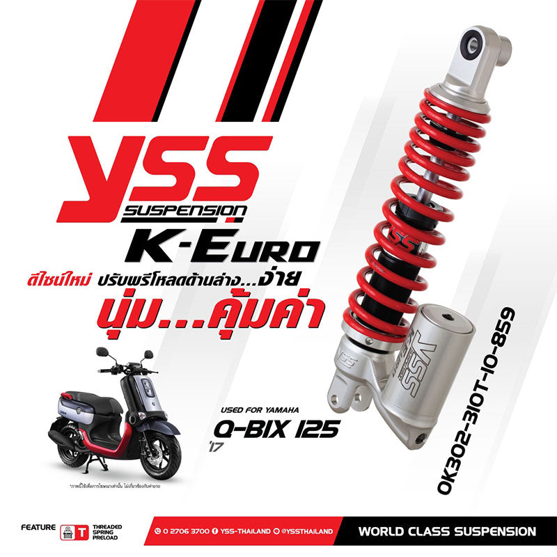 โช้ค YSS K-Euro STD Yamaha Q-Bix125/ABS'17  สี แดง/เงิน