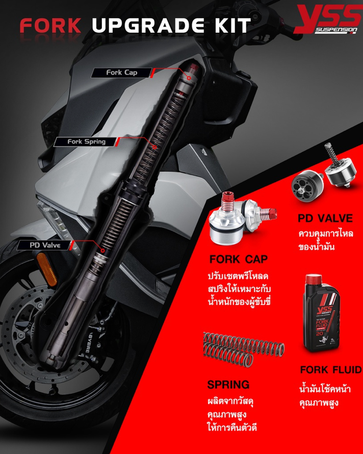 Front shock upgrade kit YSS Fork Upgrade Kit Honda Click160'22