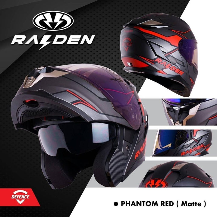 หมวกกันน็อค Raiden Flip-up open face Phantom Red