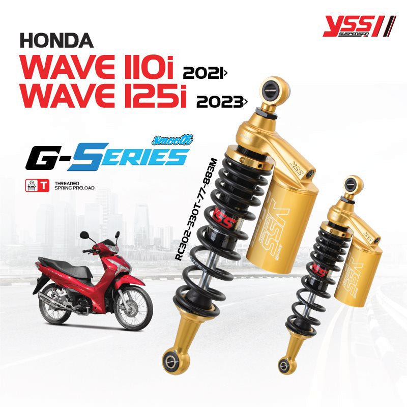 โช้ค YSS G-Series Honda Wave110i'21/Wave125i'23  สี ดำ/ทอง